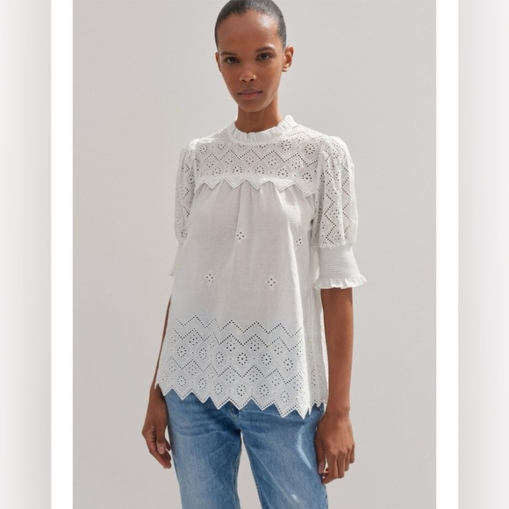 Elegant White Eyelet Blouse